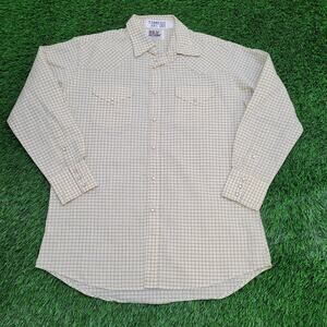 Vintage Ely-Cattleman Pearl Snap Button Shirt XL 23x32 Plaid